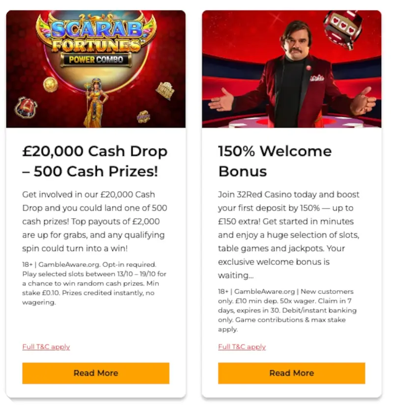 32Red Bonus List and Rules