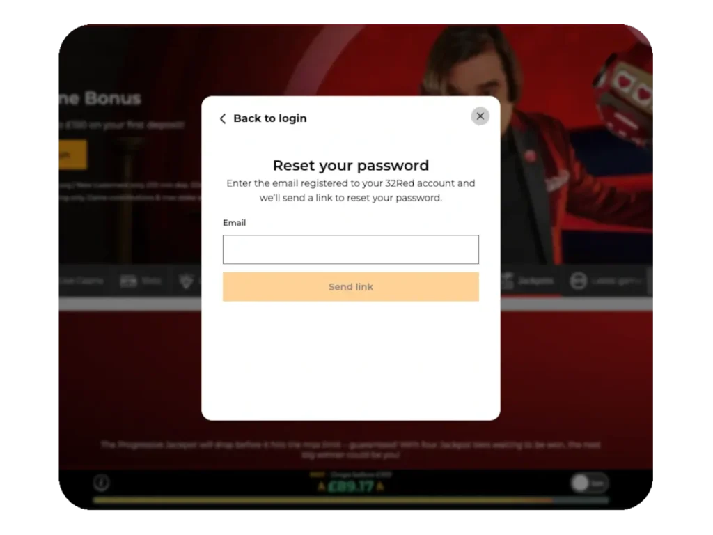 32Red Reset Password form